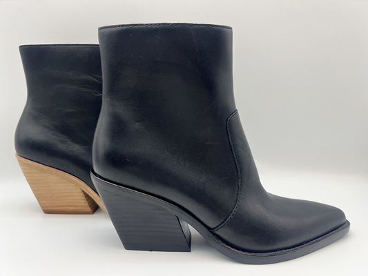 Talons hauts en bois solides de peinture de jet, bottes de la robe des femmes en cuir de nappa doux noir de vache, bottines aiguës d'orteil