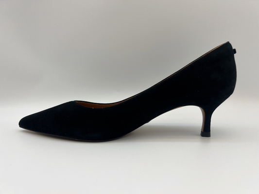 Cuir mou de suède de noir fermé de Toe Low Heel Dress Shoes des femmes confortables noires