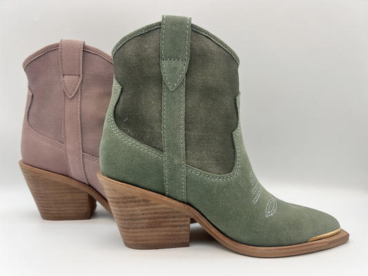 bottes de suède de vache et de robe des femmes supérieures de toile, conception d'emboridery de fleur supérieure, couverture d'orteil en métal et talon d'ABS