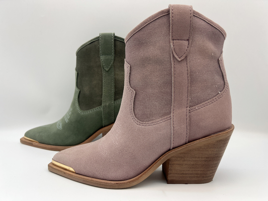 bottes de suède de vache et de robe des femmes supérieures de toile, conception d'emboridery de fleur supérieure, couverture d'orteil en métal et talon d'ABS