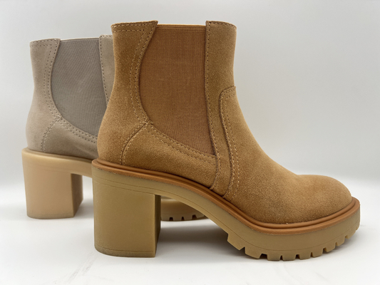 Une seule pièce principal rond d'outsole de TPR, bottes de la robe des femmes en cuir de suède mou de vache, aucune conception élastique de tirette