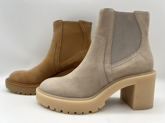 Une seule pièce principal rond d'outsole de TPR, bottes de la robe des femmes en cuir de suède mou de vache, aucune conception élastique de tirette