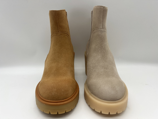 Une seule pièce principal rond d'outsole de TPR, bottes de la robe des femmes en cuir de suède mou de vache, aucune conception élastique de tirette