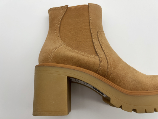 Une seule pièce principal rond d'outsole de TPR, bottes de la robe des femmes en cuir de suède mou de vache, aucune conception élastique de tirette