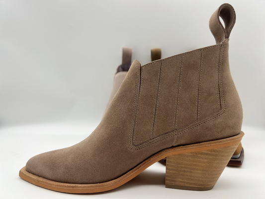 bottines de la robe des femmes en cuir de suède mou brun de vache, talon d'ABS avec l'outsole antidérapant de TPR