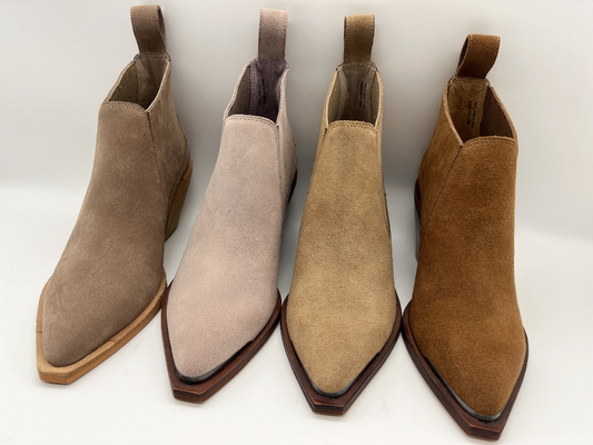 bottines de la robe des femmes en cuir de suède mou brun de vache, talon d'ABS avec l'outsole antidérapant de TPR