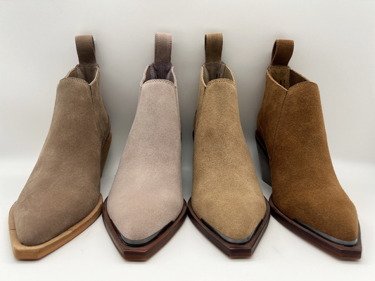 bottines de la robe des femmes en cuir de suède mou brun de vache, talon d'ABS avec l'outsole antidérapant de TPR