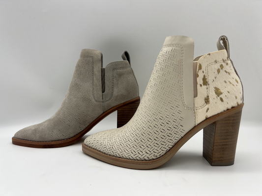Talon d'ABS avec l'outsole de TPR, le cuir mou de suède de fente et les bottines de la robe des femmes en cuir de cheveux métalliques