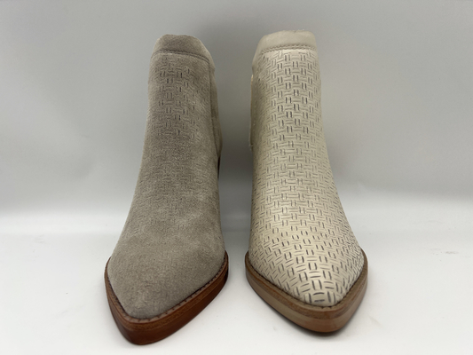 Talon d'ABS avec l'outsole de TPR, le cuir mou de suède de fente et les bottines de la robe des femmes en cuir de cheveux métalliques