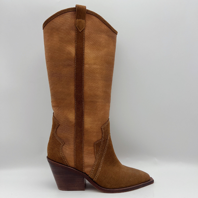 cuir mou de suède de vache avec la toile supérieure, bottes en cuir véritables de robe de l'hiver des femmes aiguës d'orteil