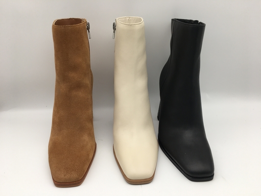 Bottines élégantes de suède de dames d'OEM d'ODM de Toe Leather Ankle Boots de place
