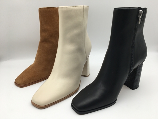 Bottines élégantes de suède de dames d'OEM d'ODM de Toe Leather Ankle Boots de place