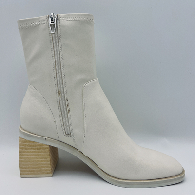 Dames piquantes molles autour de Toe Leather Ankle Boots White confortable