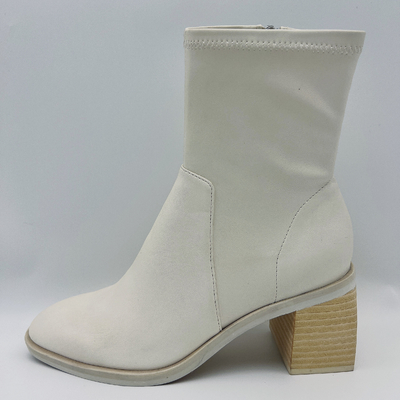 Dames piquantes molles autour de Toe Leather Ankle Boots White confortable