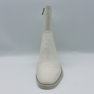 Dames piquantes molles autour de Toe Leather Ankle Boots White confortable