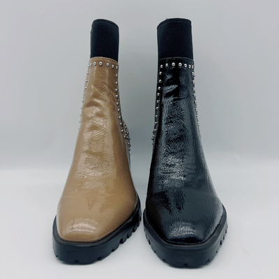 La robe en cuir des femmes durables rejette la robe noire faite sur commande Tan Ankle Boots