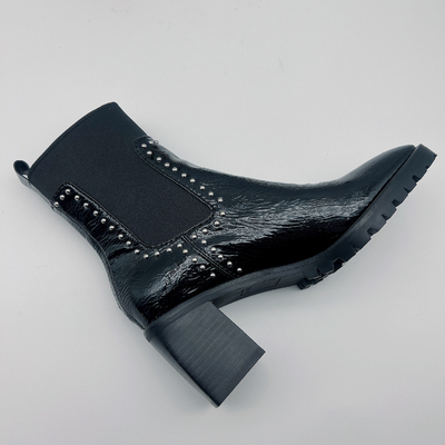 La robe en cuir des femmes durables rejette la robe noire faite sur commande Tan Ankle Boots