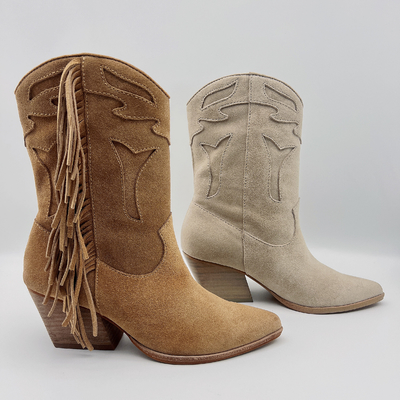 Bottes durables de gland de suède de Brown de bottines en cuir de la robe des femmes d'os