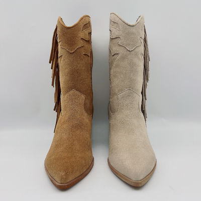 Bottes durables de gland de suède de Brown de bottines en cuir de la robe des femmes d'os