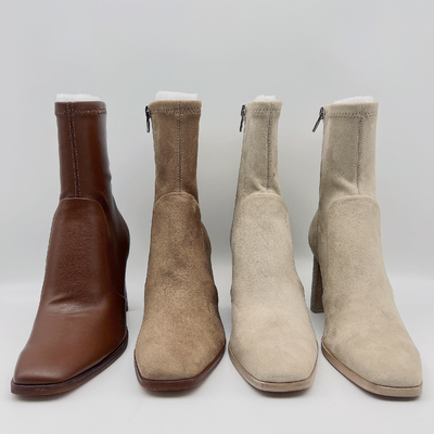 Outre des bottes en cuir Tan Waterproof Leather Ankle Boots molle de la robe de femmes blanches
