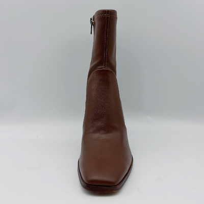 Bottes en cuir Brown de la robe des femmes rondes de tête avec le métal Toe Zipper de YKK