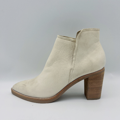 Les bottines en cuir véritables des femmes ont dirigé Toe Ankle Boots Chunky Heel