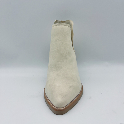 Les bottines en cuir véritables des femmes ont dirigé Toe Ankle Boots Chunky Heel