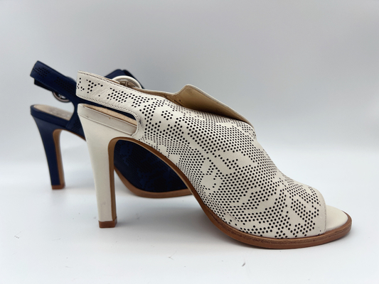 Marine en cuir véritable de sandales de dames/os Toe High Heel Sandals ouvert