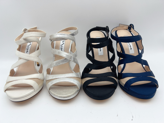 Les sandales ouvertes Nappa doux de talon de Toe Stiletto Elastic Strap High garnissent en cuir/mailles molles assorties