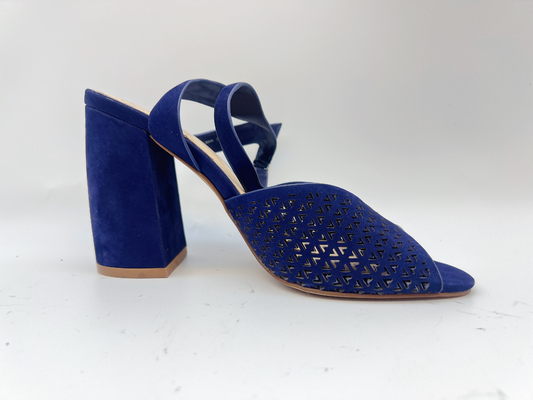 Sandales en cuir véritables molles de Toe High Heel Sandals Navy Nubuck de place pour des dames