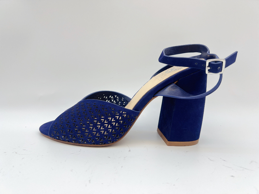 Sandales en cuir véritables molles de Toe High Heel Sandals Navy Nubuck de place pour des dames