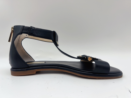 Les chaussures plates T de courroie noire des dames piaulent Toe Soft Nappa Genuine Leather rétro Roman Sandals