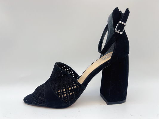 Les dames molles de Nubuck garnissent en cuir doucement les sandales #6-#11 noir avec le stimulant de filet de pêche
