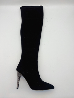 Stimulant aigu noir de tissu de bout droit de Toe Ankle Boots With Soft des femmes de GV