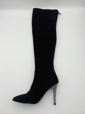 Stimulant aigu noir de tissu de bout droit de Toe Ankle Boots With Soft des femmes de GV