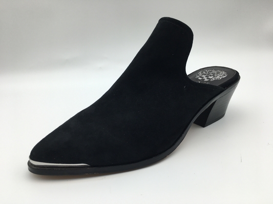Les chaussures en cuir plates des femmes faites sur commande Tan/gris/bas talon noir ont fermé Toe Shoes