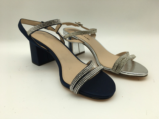 Sandales ouvertes de courroie de Toe Soft Suede Black Leather avec la conception de pierre gemme