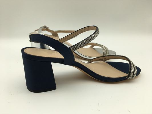 Sandales ouvertes de courroie de Toe Soft Suede Black Leather avec la conception de pierre gemme