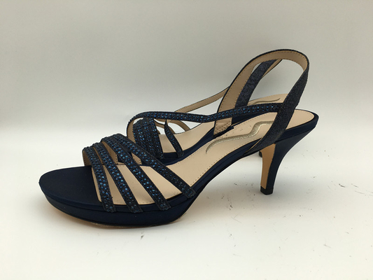 Talon en cuir mou Toe Sandals ouvert de la marine 3cm de sandales de dames occasionnelles bas