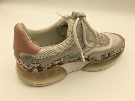 Les dames dentellent des chaussures d'impression de python, chaussures de tennis en cuir confortables
