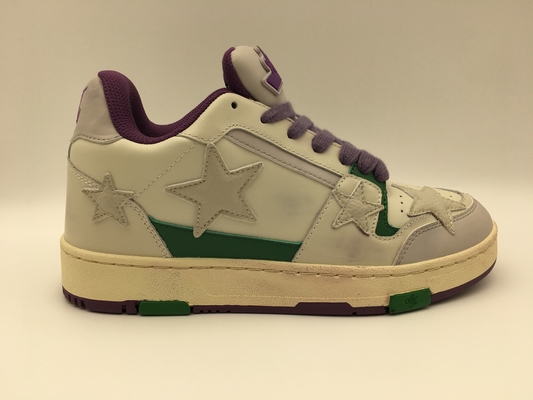 La vache molle beige garnissent en cuir le glissement supérieur ROHS de chaussures de tennis non a approuvé