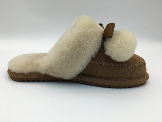 Tan Winter Warm Slippers, dames plates élégantes molles de pantoufles