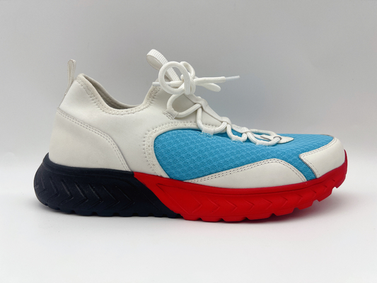 Les loisirs des femmes bleues rouges chaussent l'unité centrale molle de Nappa avec une unité Outsole en caoutchouc
