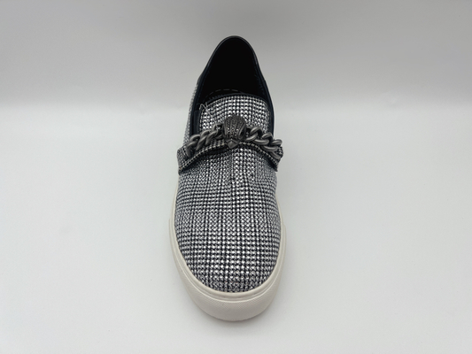 Les loisirs des femmes confortables de plate-forme chaussent le noir doux de tissu de textile de mélange/blanc