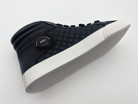 Dames supérieures en cuir véritables de chaussures de sports sportifs hautes noires avec la tirette en métal de Ykk