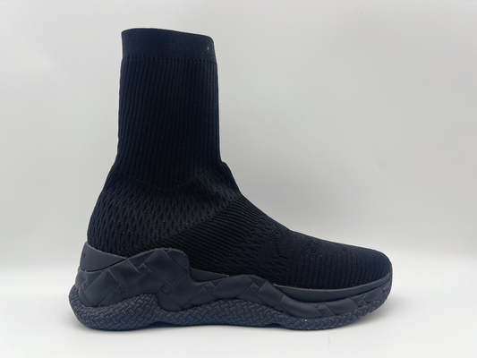 Le confort glissent non les chaussures plates, hautes chaussures supérieures en cuir noires durables