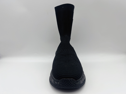 Le confort glissent non les chaussures plates, hautes chaussures supérieures en cuir noires durables