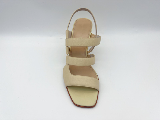 Cuir ouvert beige de Toe Women Pumps Shoes Genuine avec le stimulant en cuir mou de Leeche