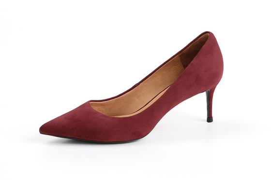 Les femmes de lieu de travail de Bourgogne pompe le talon haut de chaussures avec le cuir véritable mou de suède