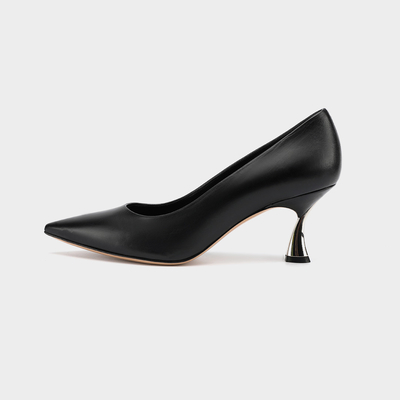 Chaussures habillées noires respirantes confortables à talons bas chaussures en cuir formelles à bout fermé pour femmes